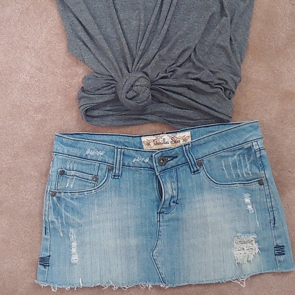 Distressed Jean Skirt